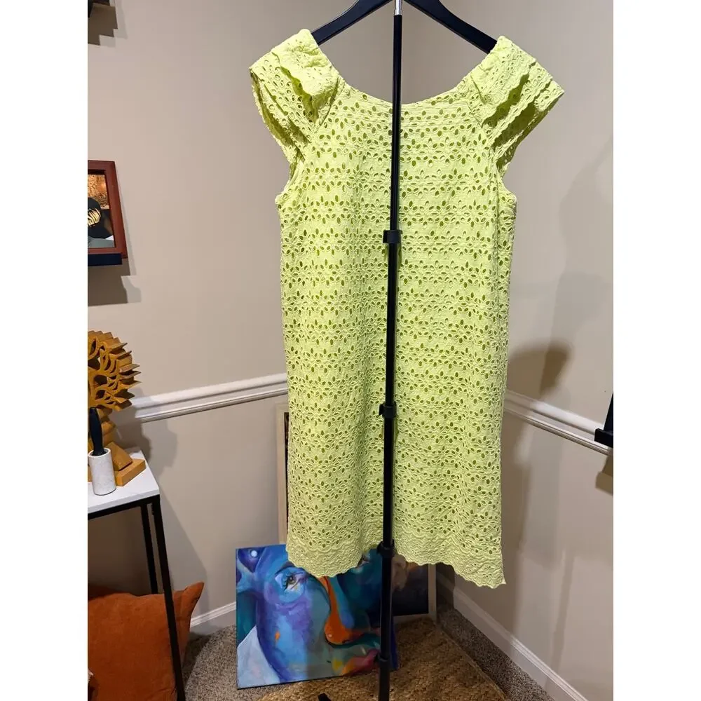 Ronnie Nicole 100% Cotton eyelette dress cap sleeve 12 yellow